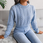 Fern – Women's Grey Fitted Cable Knit Jumper