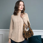 Cordelia – Women's Yellow High-Neck Cable Knit Jumper