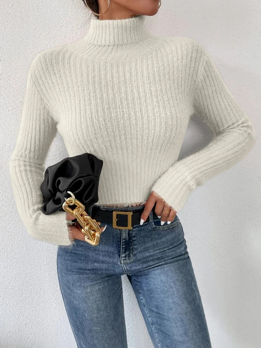 Marlow | Fitted Fine Knit Sweater with High Collar