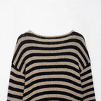 Fern | Relaxed Striped Knit Sweater with 3/4 Sleeves