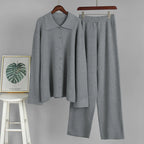 Coco | Cotton Knit Set with Button-Up Blouse