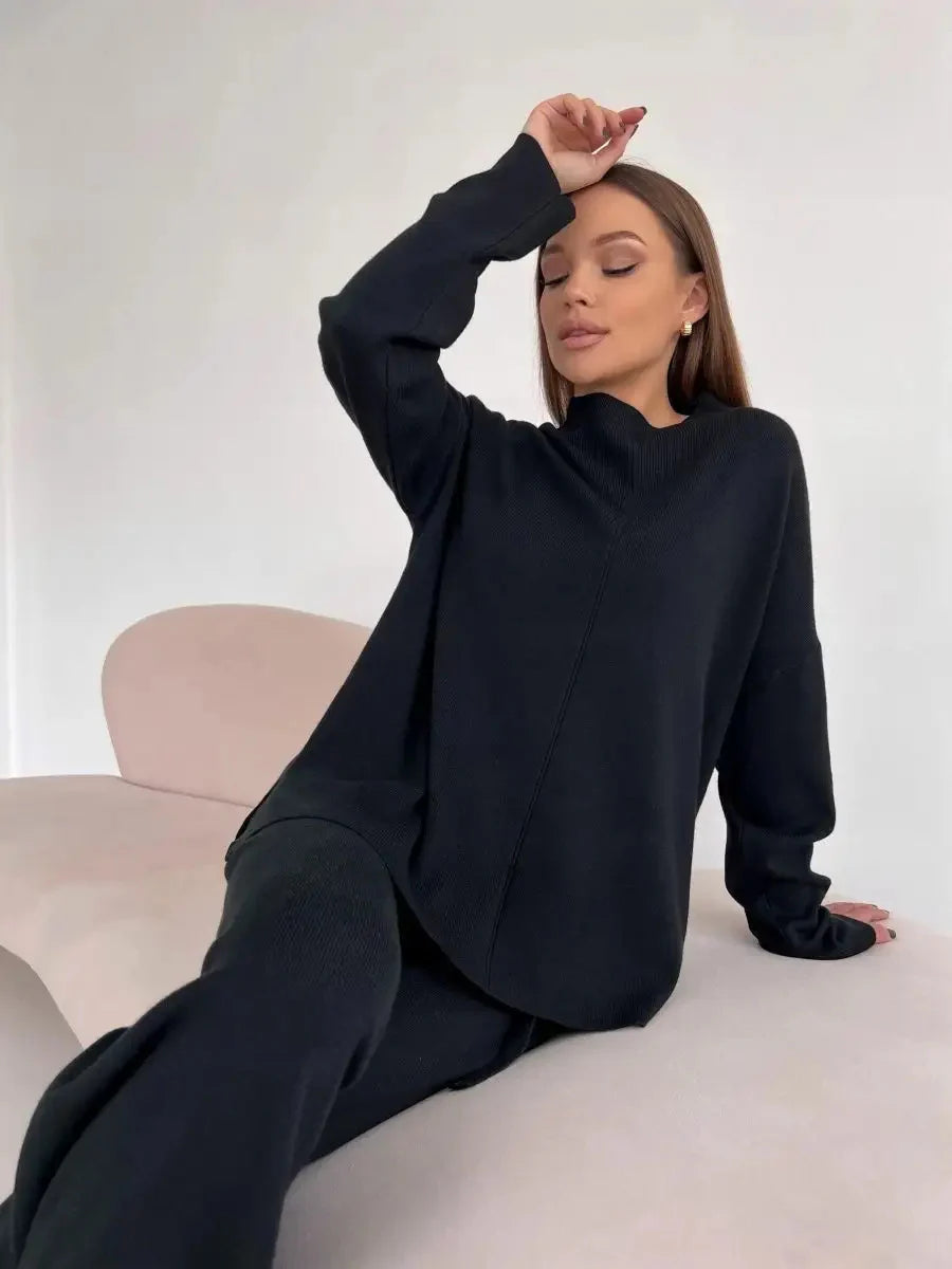 Robin | Comfortable Knit Set with Wide Pants