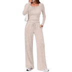 Willow | Chic Loungewear Set with Button Top & Wide Pants