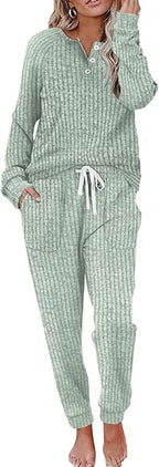 Ivy | Striped Loungewear Set with Long-Sleeve Top & Wide Pants