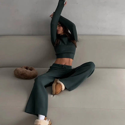 Zoe | Lightweight Cropped Knit Set with Long Sleeves