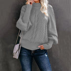 Sage | Textured Knit Sweater with High Collar