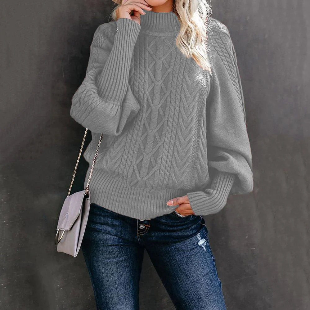 Sage | Textured Knit Sweater with High Collar