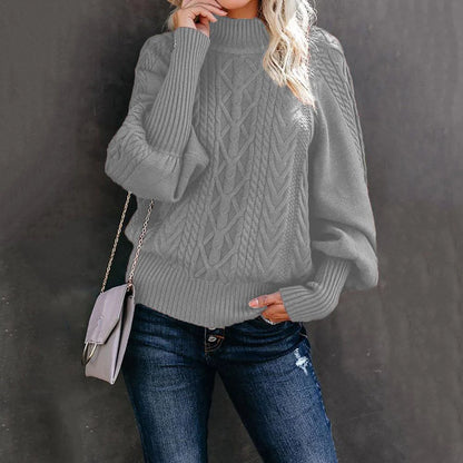 Sage | Textured Knit Sweater with High Collar