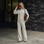 Simone | Elegant Cotton Knit Set with High Collar