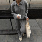 Isla | Relaxed Knit Set with Modern Collar