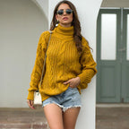 Genevieve – Women's Rose Chunky High-Neck Cable Knit Jumper