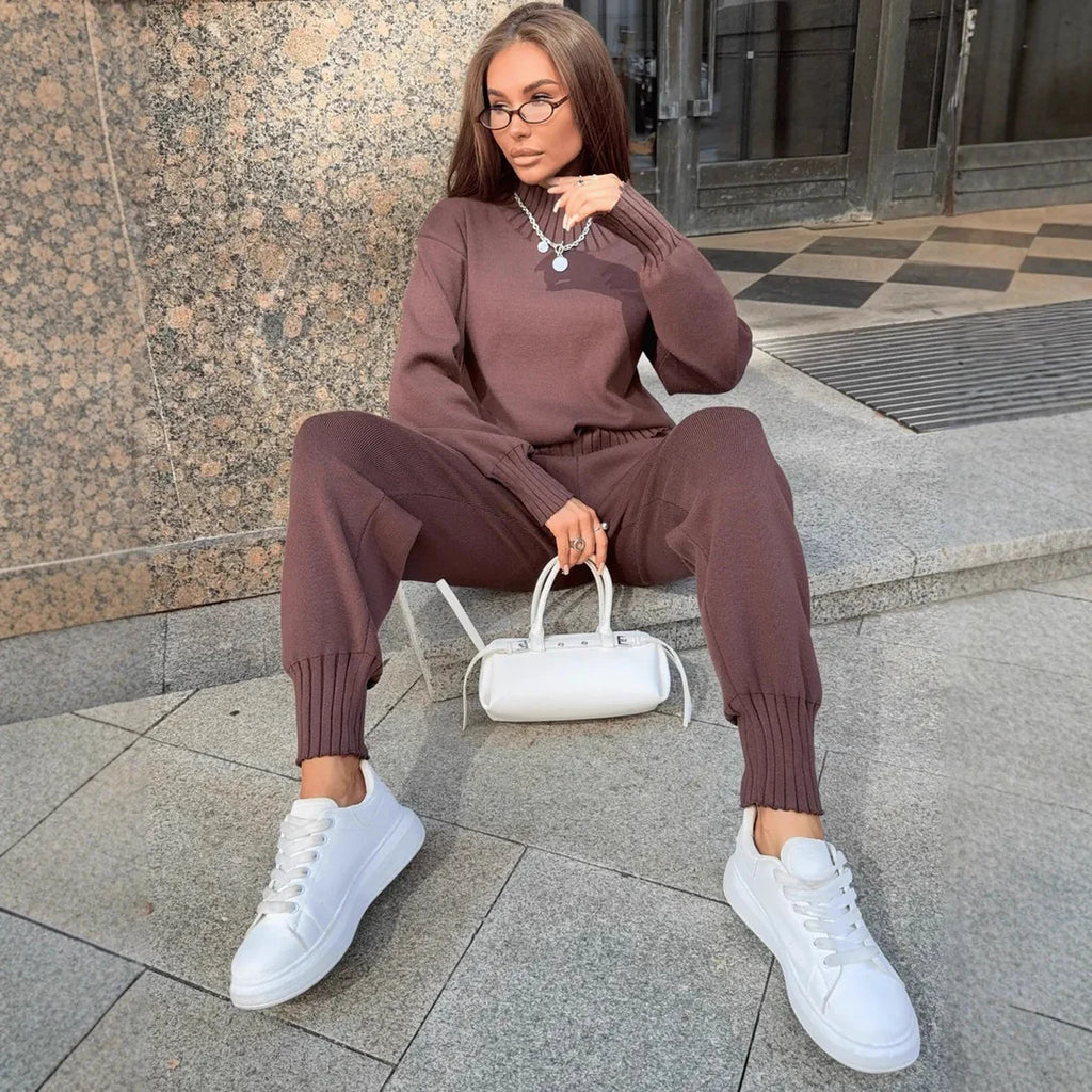 Clara | Elegant Ribbed Knit Set with Mock Neck