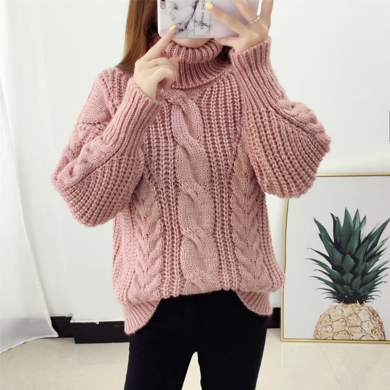Genevieve – Women's Rose Chunky High-Neck Cable Knit Jumper