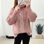 Genevieve – Women's Rose Chunky High-Neck Cable Knit Jumper
