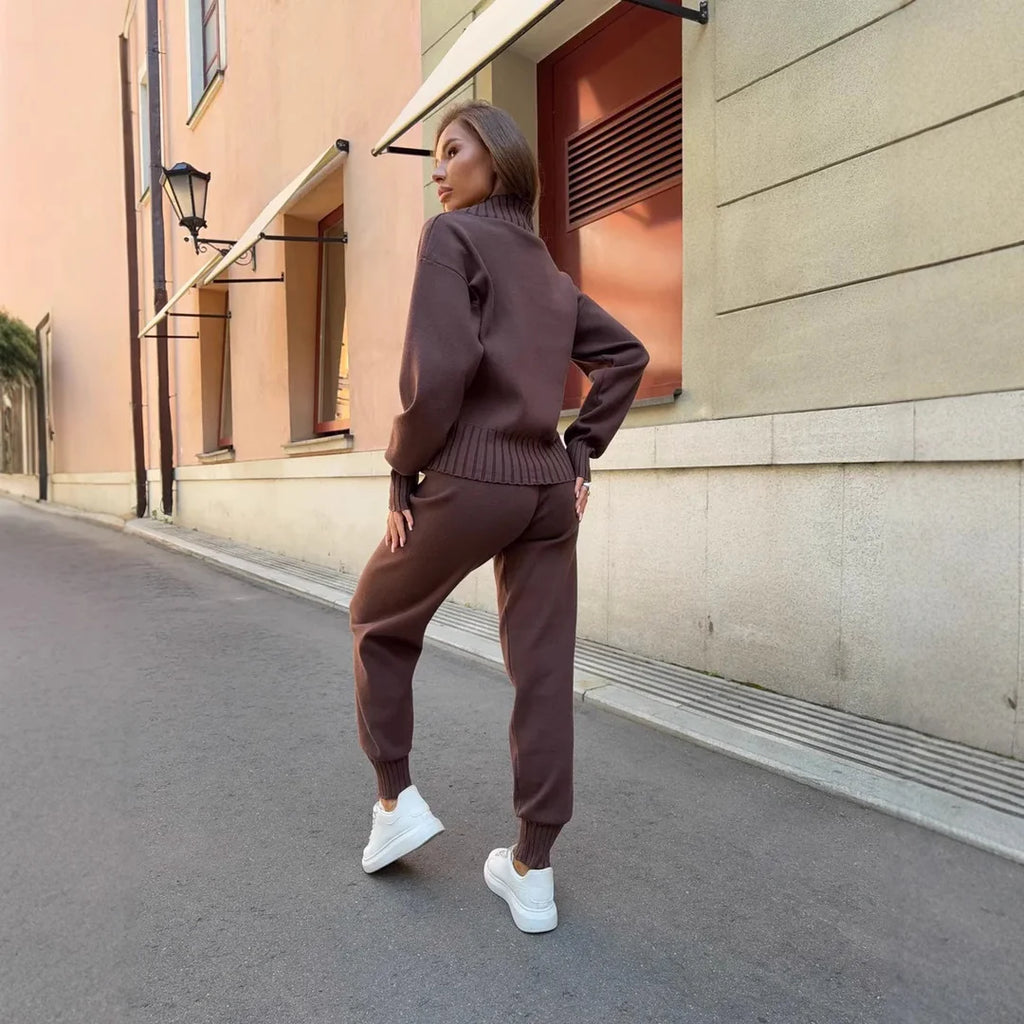 Clara | Elegant Ribbed Knit Set with Mock Neck