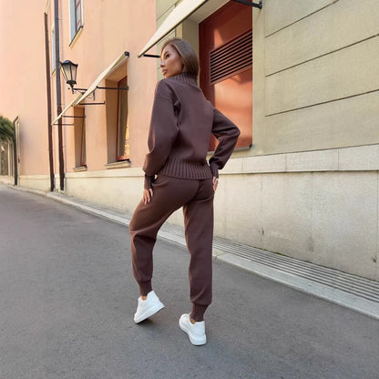 Clara | Elegant Ribbed Knit Set with Mock Neck
