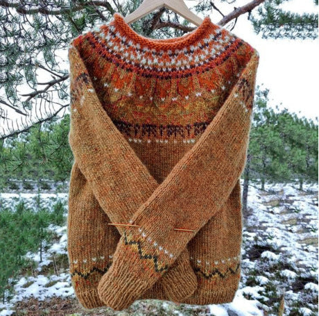 Freyja – Women's Green Vintage Icelandic Knit Sweater