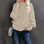 Sage | Textured Knit Sweater with High Collar