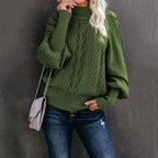 Sage | Textured Knit Sweater with High Collar