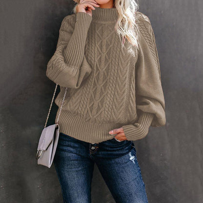 Sage | Textured Knit Sweater with High Collar