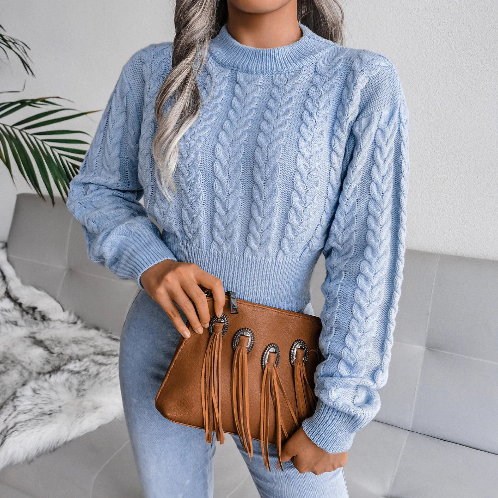 Fern – Women's Grey Fitted Cable Knit Jumper