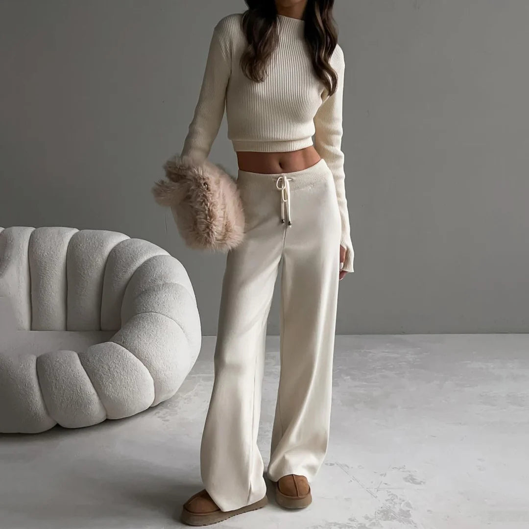 Zoe | Lightweight Cropped Knit Set with Long Sleeves
