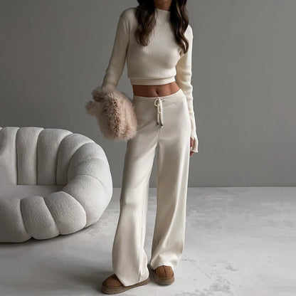 Zoe | Lightweight Cropped Knit Set with Long Sleeves