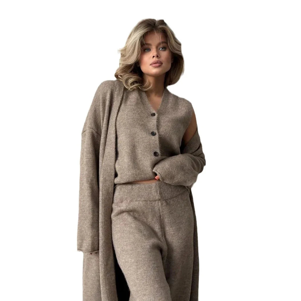 Freya | Elegant Cardigan Set with Wide Leg Pants