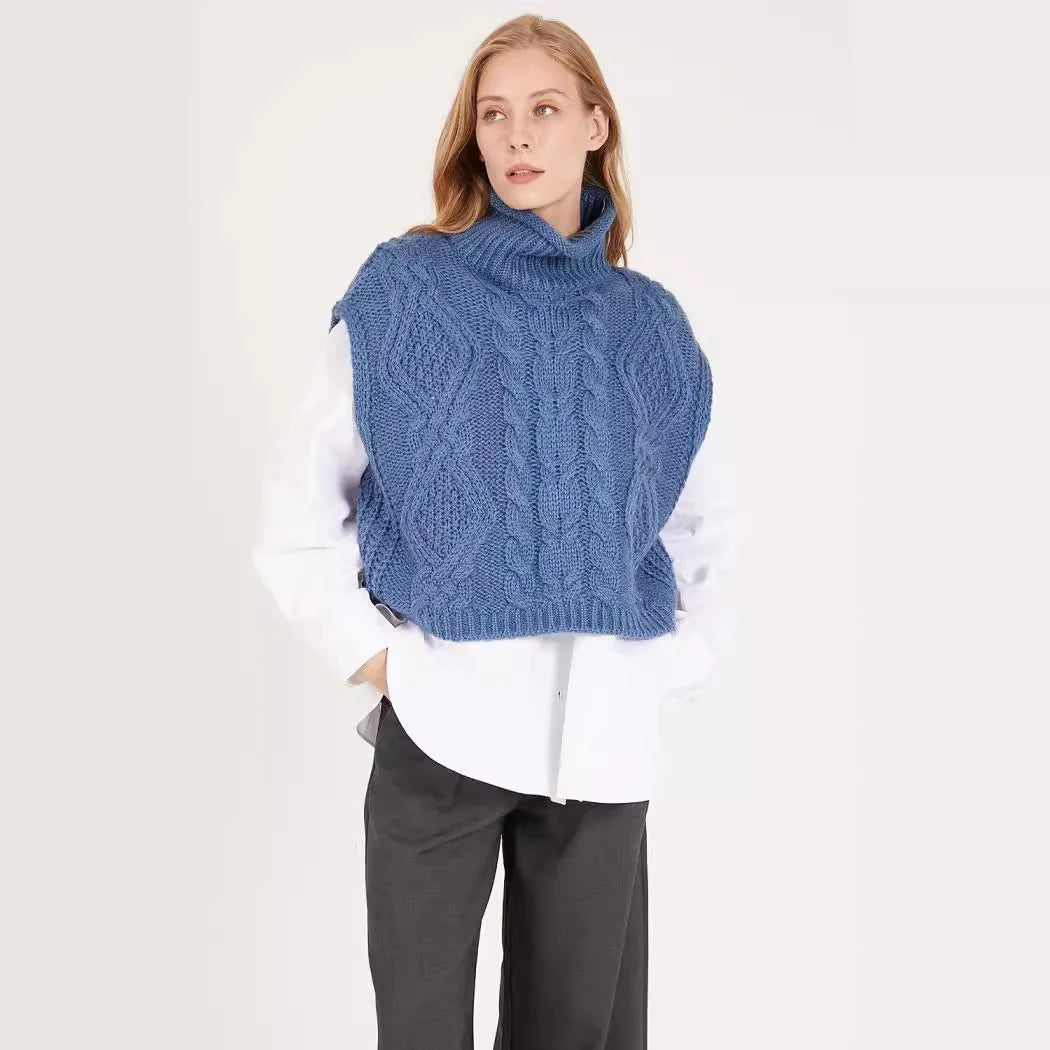 Celeste – Women's Grey Turtleneck Cable Knit Jumper