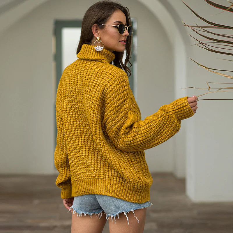 Genevieve – Women's Rose Chunky High-Neck Cable Knit Jumper