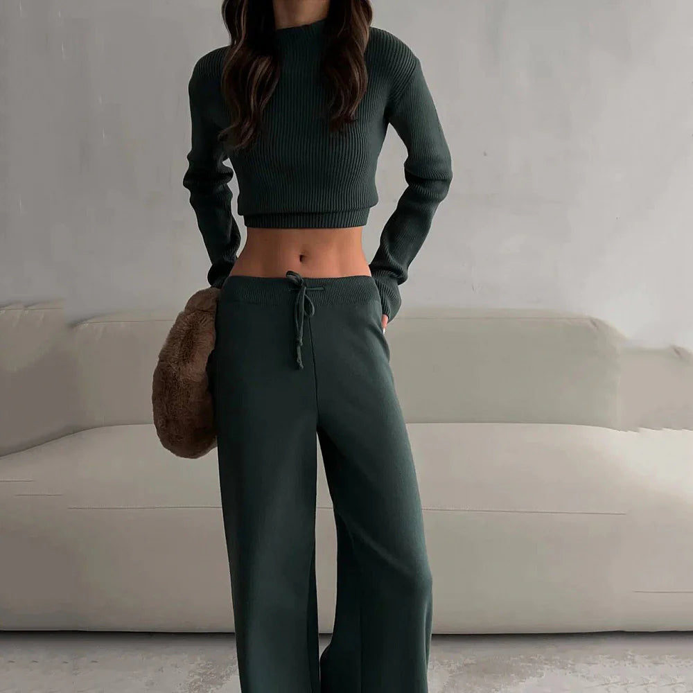 Zoe | Lightweight Cropped Knit Set with Long Sleeves