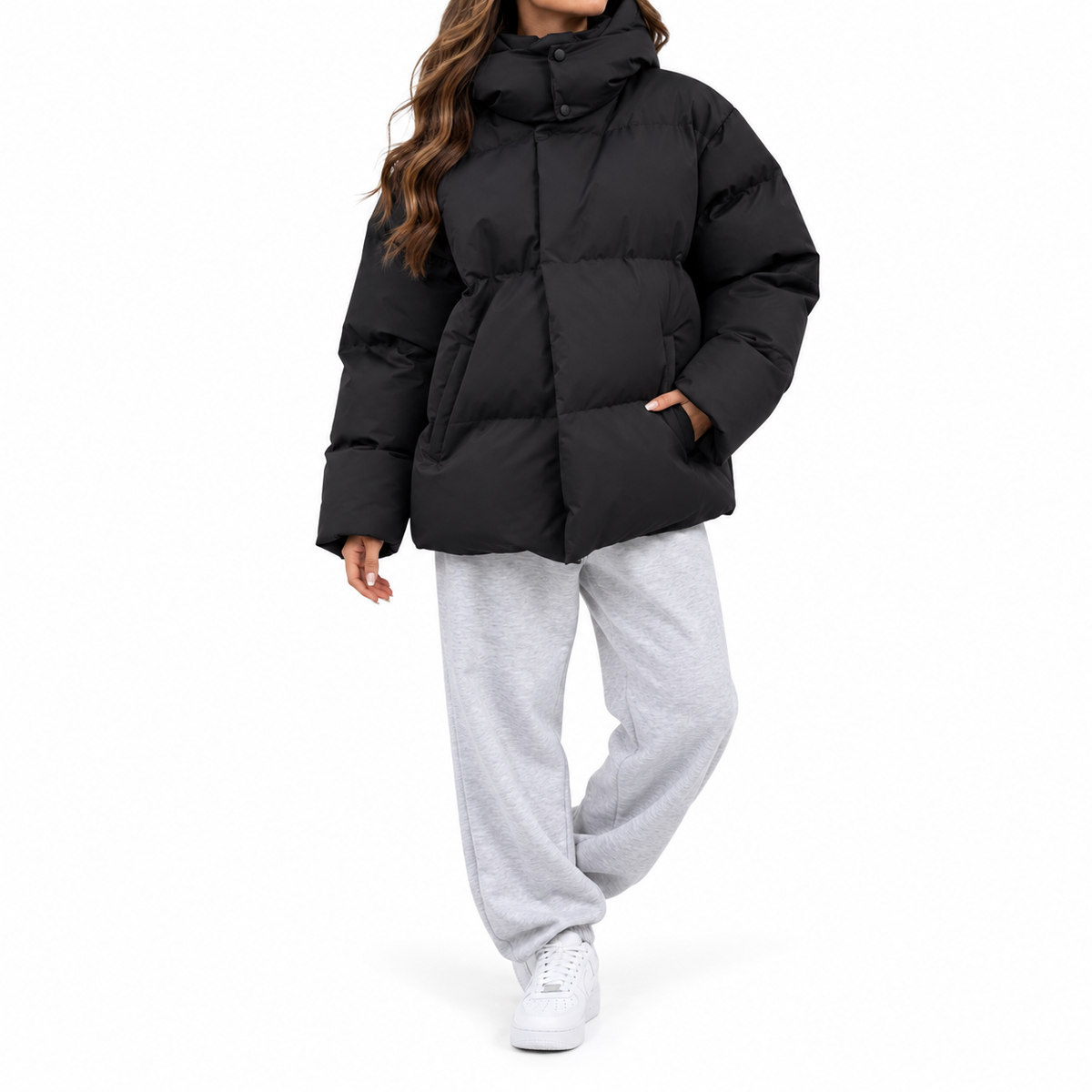 Elodie | Women's Lightweight Quilted Hooded Puffer Jacket – Insulated Zip-Up Winter Coat with Pockets