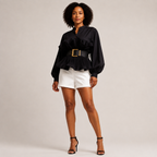 Margot | Peplum Blouse with Voluminous Sleeves