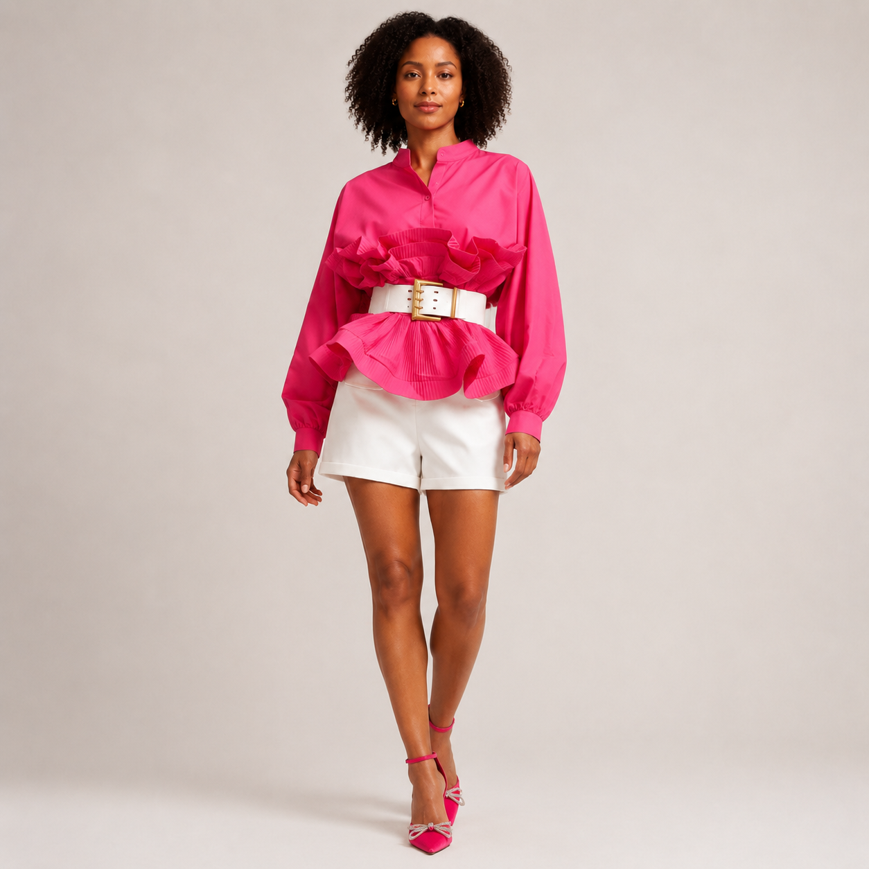 Margot | Peplum Blouse with Voluminous Sleeves