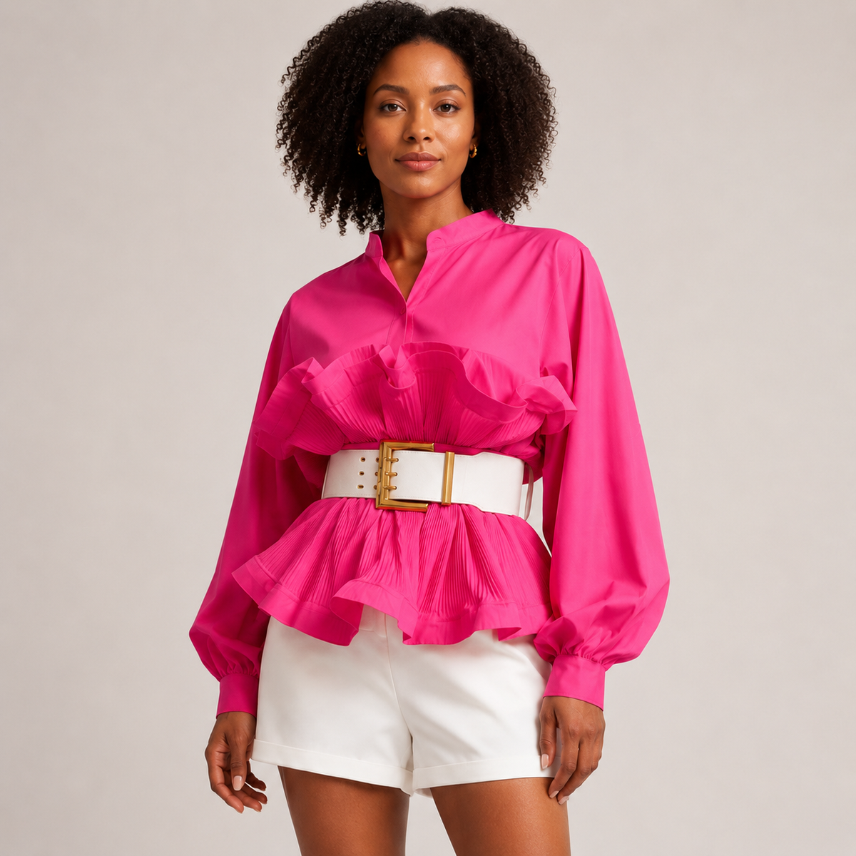 Margot | Peplum Blouse with Voluminous Sleeves