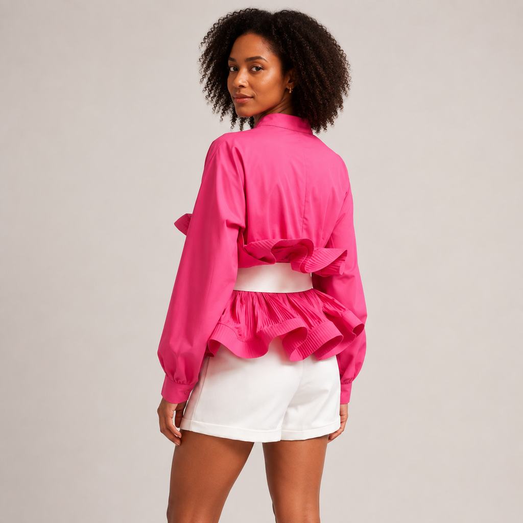 Margot | Peplum Blouse with Voluminous Sleeves