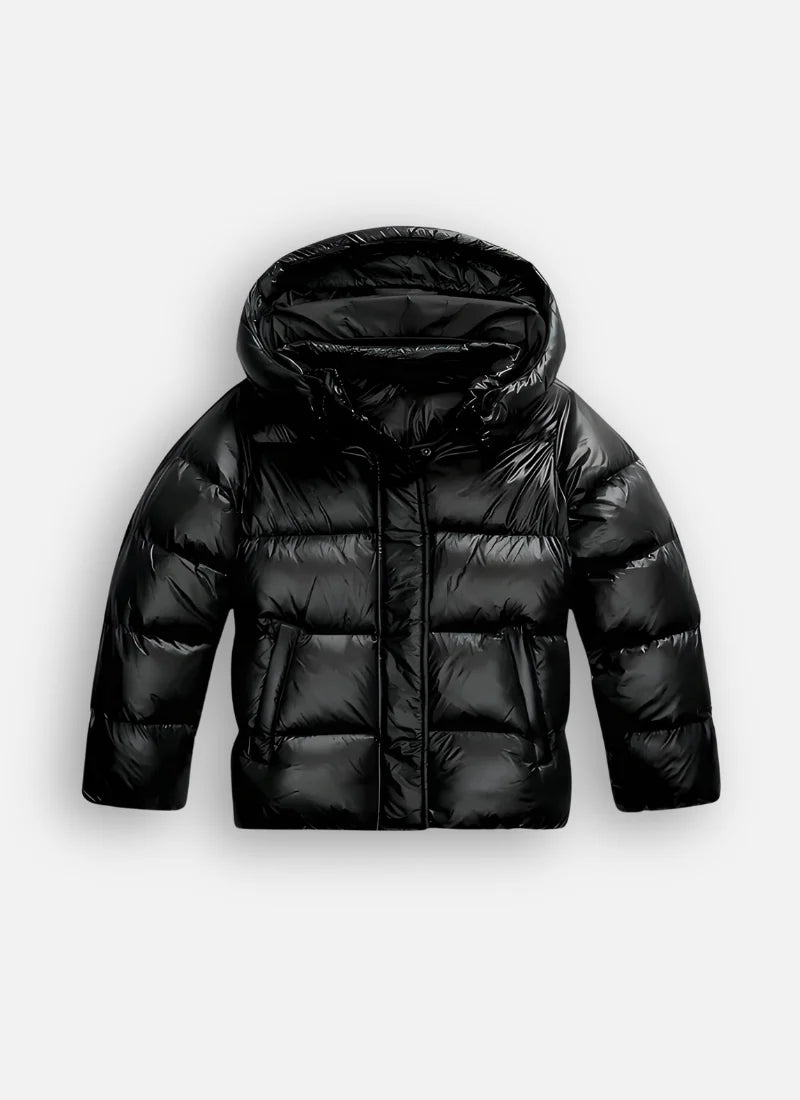Delphine – Women's Blue Shiny Puffer Jacket