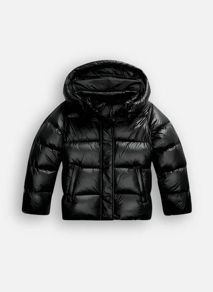 Delphine – Women's Blue Shiny Puffer Jacket