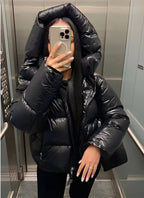 Delphine – Women's Blue Shiny Puffer Jacket
