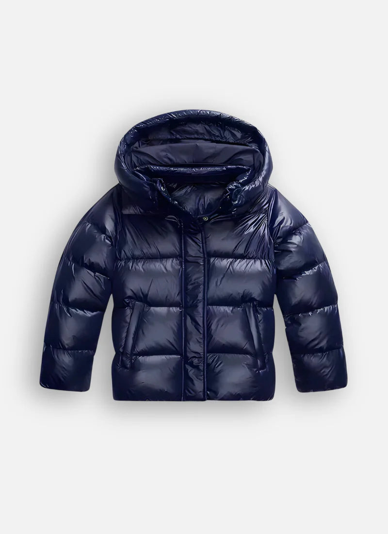 Delphine – Women's Blue Shiny Puffer Jacket