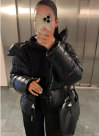 Delphine – Women's Blue Shiny Puffer Jacket