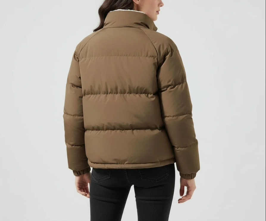 Amelie | Women's Fleece-Lined Hooded Puffer Jacket – Quilted Zip-Up Winter Coat with Fitted Silhouette