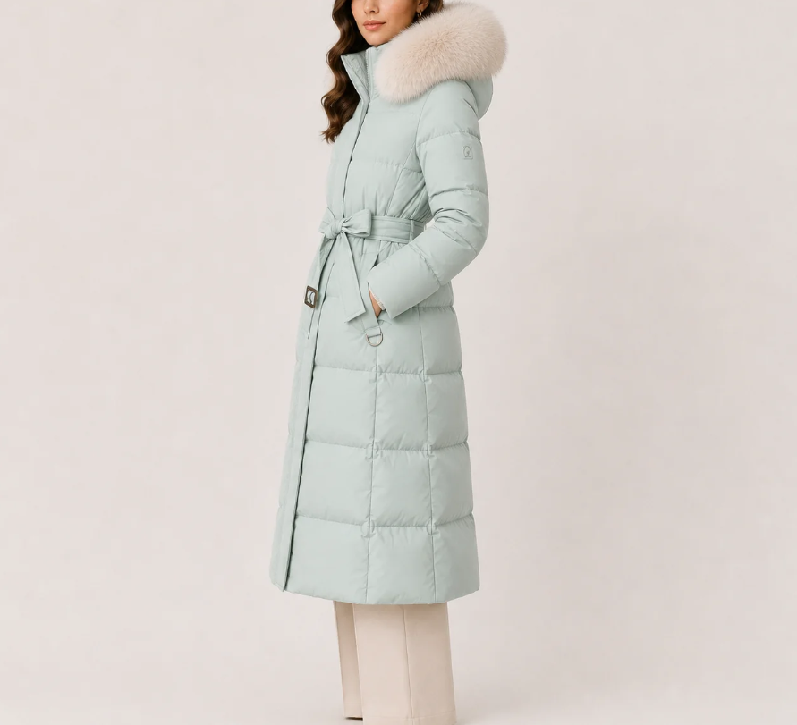 Estelle | Women's Water-Resistant Fur-Trimmed Hooded Puffer Parka – Relaxed Longline Winter Coat