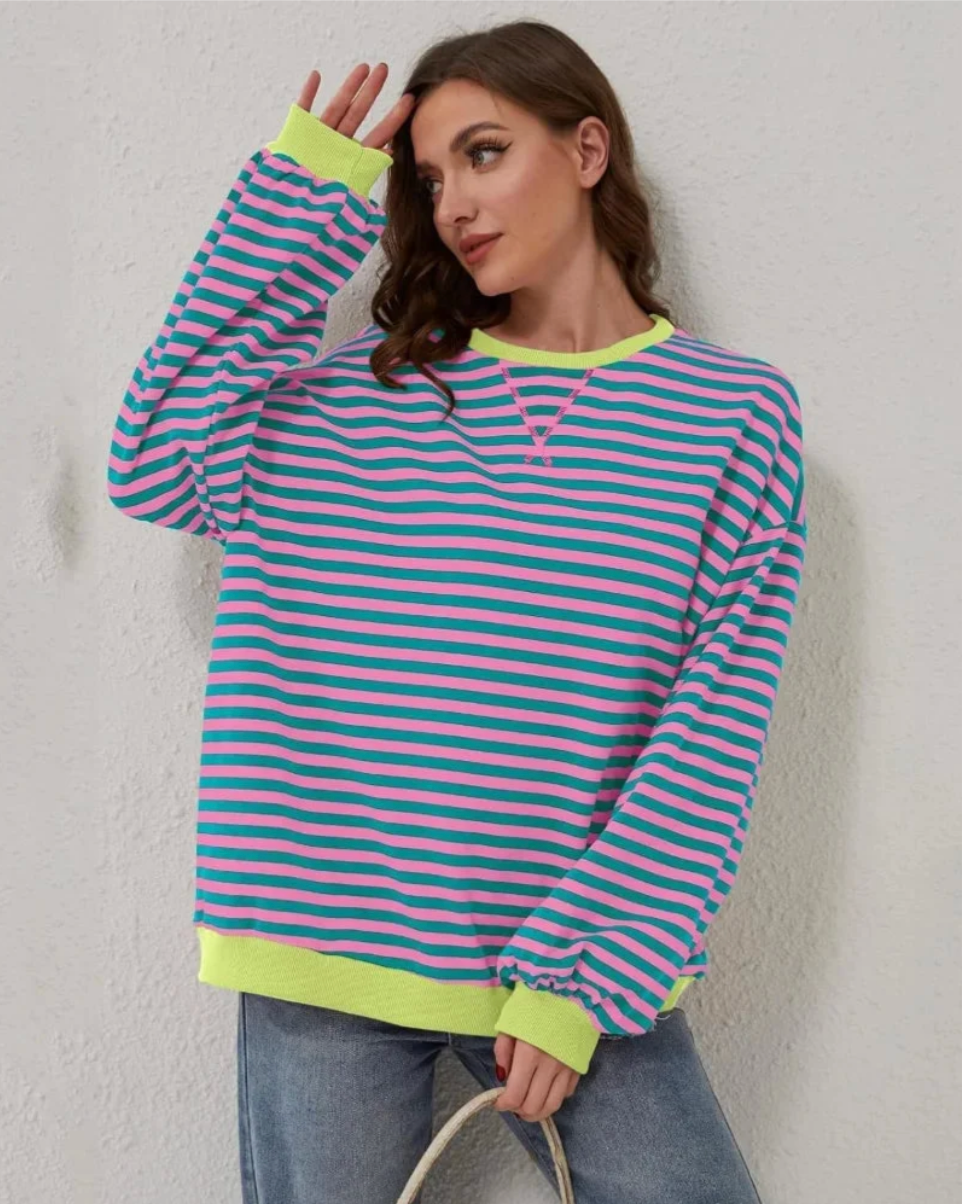 Margaux – Women's Black Striped Oversized Jumper