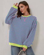 Margaux – Women's Black Striped Oversized Jumper