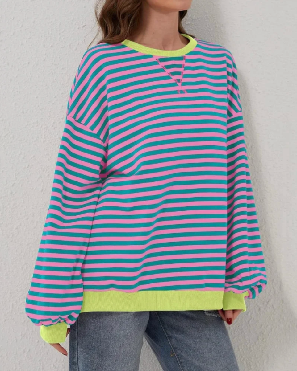 Margaux – Women's Black Striped Oversized Jumper