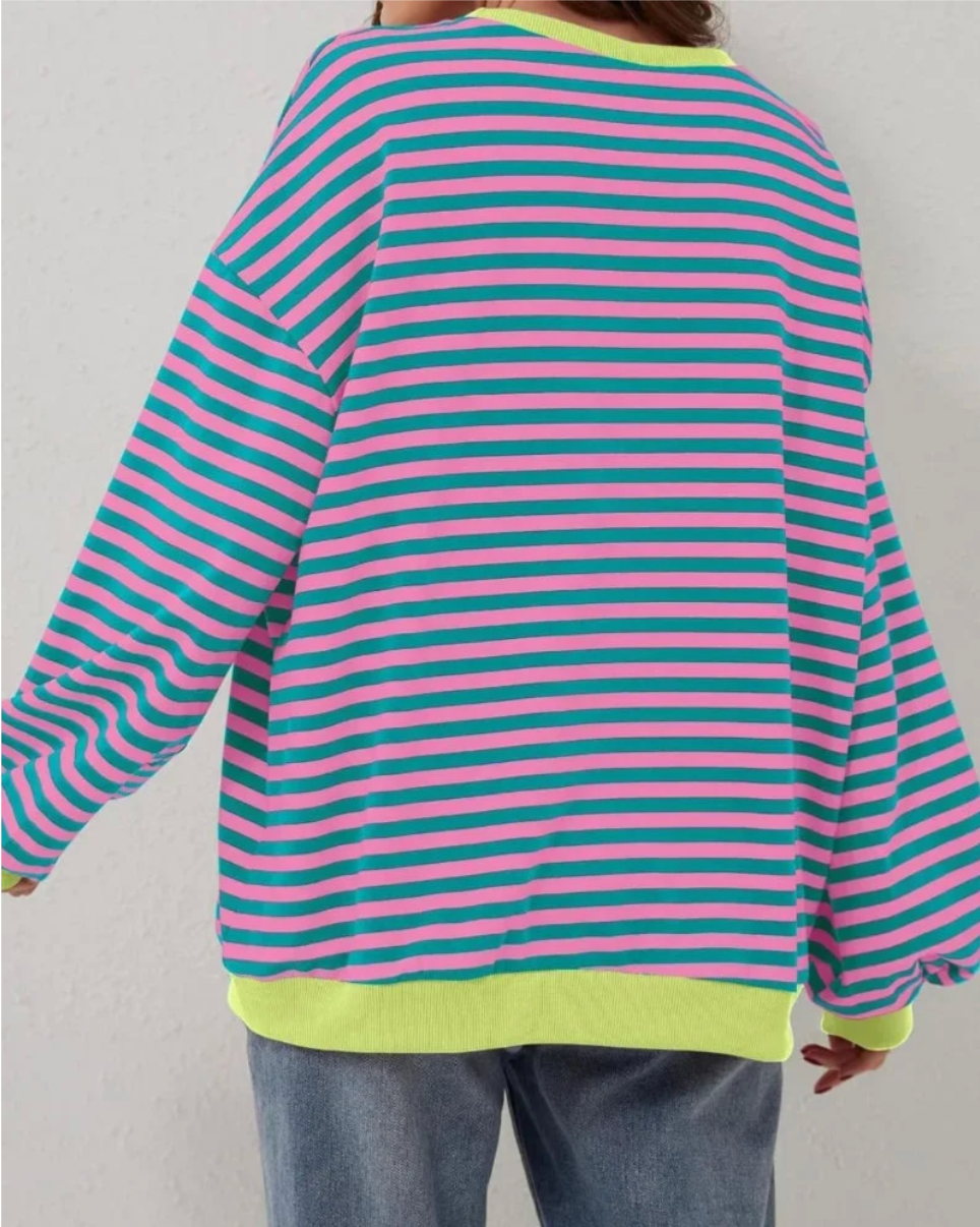 Margaux – Women's Black Striped Oversized Jumper