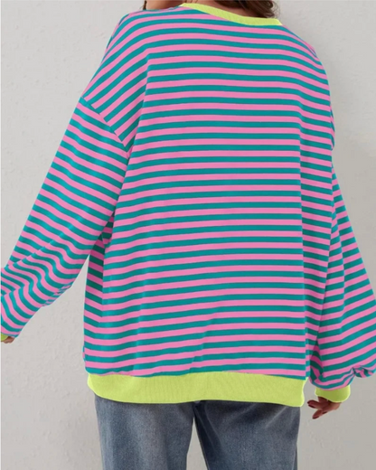 Margaux – Women's Black Striped Oversized Jumper