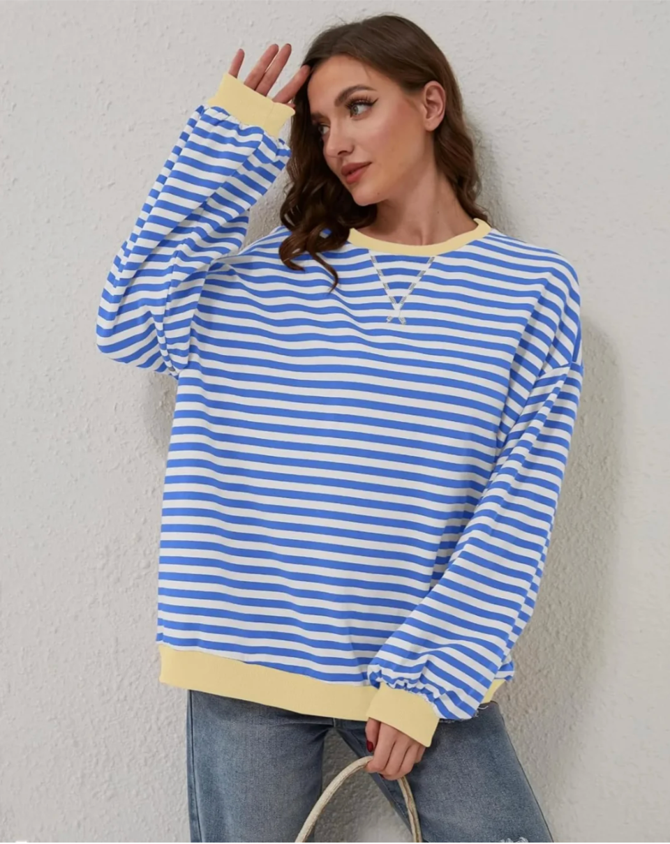 Margaux – Women's Black Striped Oversized Jumper