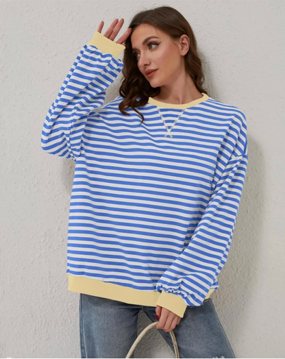 Margaux – Women's Black Striped Oversized Jumper